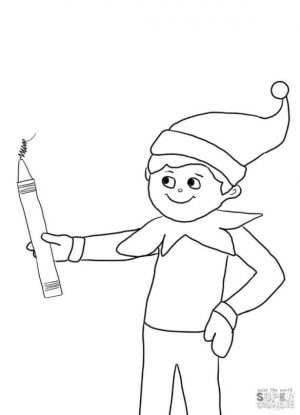 Elf on the Shelf Coloring Pages to Print Elf on the Shelf Holding a Pencil