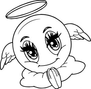 Emoji Coloring Pages Black and White Angel Eyes