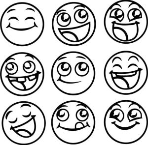 Emoji Coloring Pages Black and White Various Happy Faces