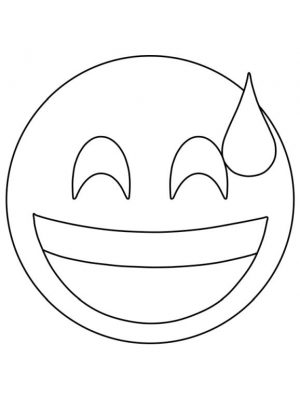 Emoji Coloring Pages Smiley Sweating Emoji