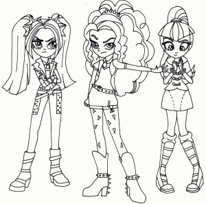 Equestria Girls Coloring Pages All Frowning