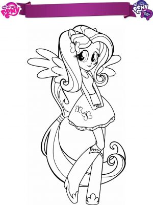 Equestria Girls Coloring Pages Pony Fluttershy