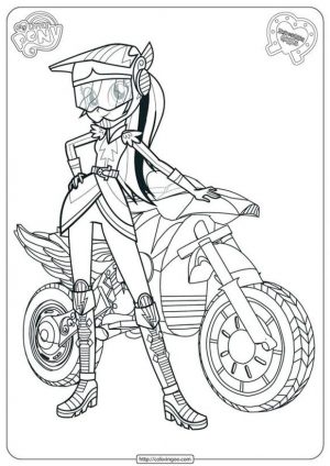 Equestria Girls Coloring Pages Rainbow Dash and Motorsport