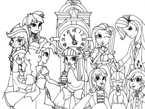 Equestria Girls Coloring Pages School Girls