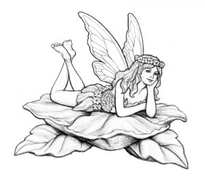 Fairy on Leaves Coloring Pages tg1