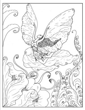 Fantasy Adult Coloring Pages Fairy Flying Like Butterfly