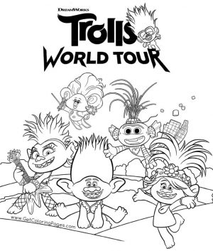 Favorite Characters from Trolls World Tour Movie Coloring Pages