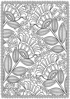 Flower Pattern Coloring Pages for Grown Ups okn2