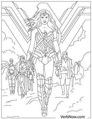 Free Justice League Coloring Pages Wonder Woman Leading Her People