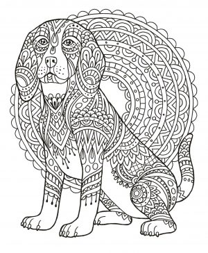 Free Printable Adult Coloring Pages Dog Handsome Dog with Mandala Art