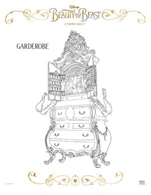 Free Printable Beauty and The Beast 2017 Coloring Pages Garderobe