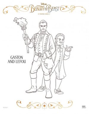Free Printable Beauty and The Beast 2017 Coloring Pages Gaston and Lefou