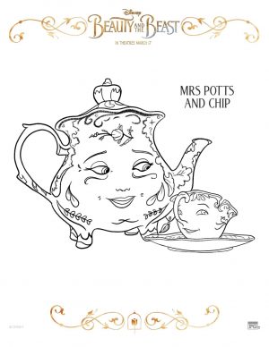 Free Printable Beauty and The Beast 2017 Coloring Pages Mrs. Potts and Chip