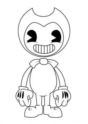 Free Printable Bendy and The Ink Machine Coloring Pages Bendy with Hs Wide Grin