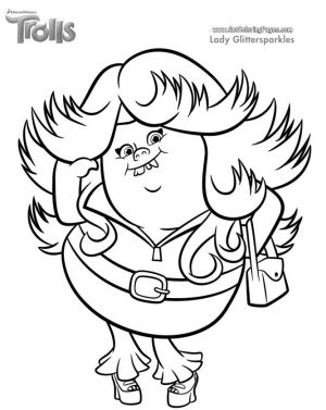 Free Trolls Coloring Pages Lady Glittersparkles form the Trolls Movie
