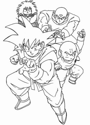 Goku Coloring Pages Goku with Old Gang