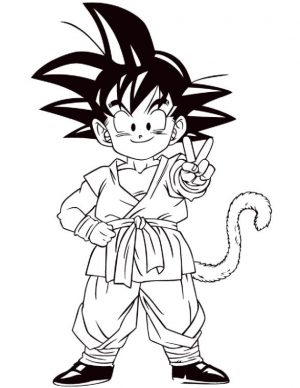 Goku Coloring Pages Printable Little Goku with His Tail