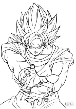 Goku Coloring Pages Super Saiyan kmh3