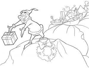 Grinch Coloring Pages Free Grinch Getting a Present