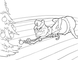 Grinch Coloring Pages Free Grinch Ruining a Christmas Tree
