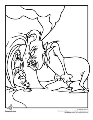 Grinch Coloring Pages Printable Grinch Is Angry with His Dog Max