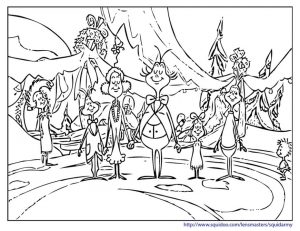 Grinch Coloring Pages for Adults Grinch Praying with Citizens of Whoville
