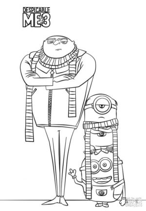 Gru and Minion from Despicable Me 3 Coloring Pages