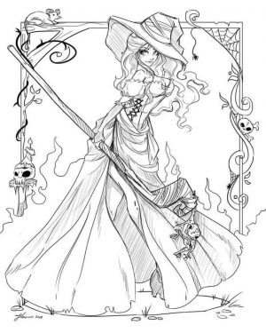 Halloween Coloring Page For Adults Beautiful Witch 4btw