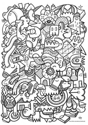Hard Coloring Pages Abstract Animal Doodle