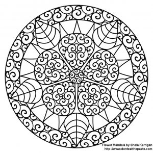 Hard Coloring Pages Circular Flower Mandala