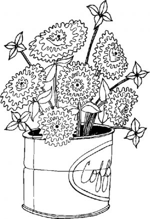 Hard Coloring Pages Online Flowers in a Can