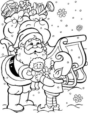 Hard Coloring Pages Online Santa Klaus Giving Presents