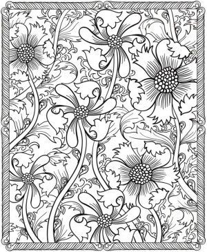 Hard Coloring Pages Printable Free Abstract Floral Design