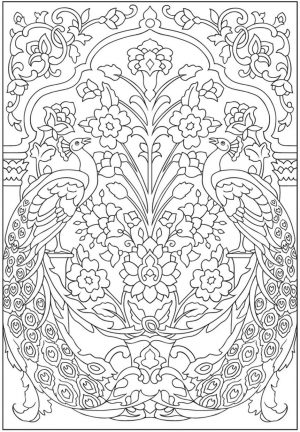 Hard Coloring Pages Printable Free Abstract Peacock Doodle