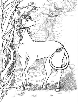 Hard Coloring Pages Printable Free Mythical Unicorn