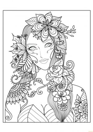 Hard Coloring Pages for Adults Flower Fairy