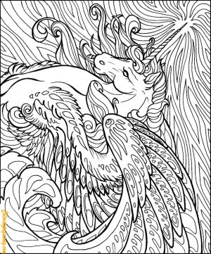 Hard Coloring Pages for Adults Pegasus with Huge Wings