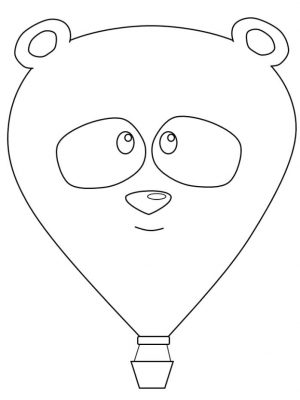 Hot Air Balloon with Panda Face Coloring Pages