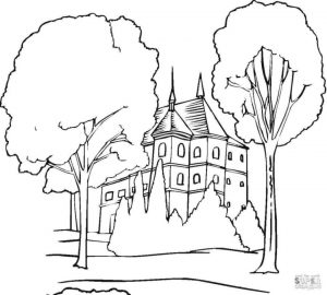House Coloring Pages Big Old Mansion