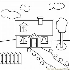 House Coloring Pages Free Plain and Simple House Drawing