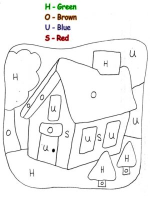 House Coloring Pages Printable Color by Number House for Kids