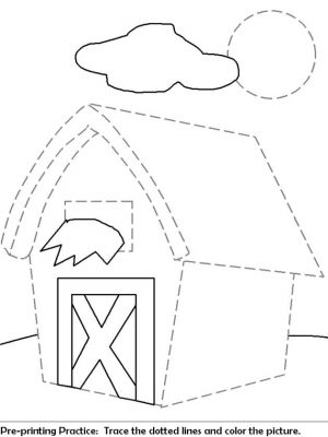 House Coloring Pages Printable Connect the Dots to Make a House