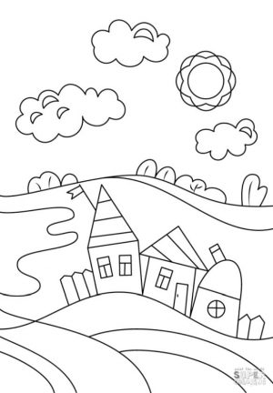 House Coloring Pages Simple House Drawing for Preschoolers