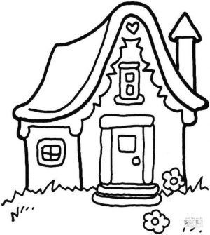 House Coloring Pages Small House Drawing for Kindergarten