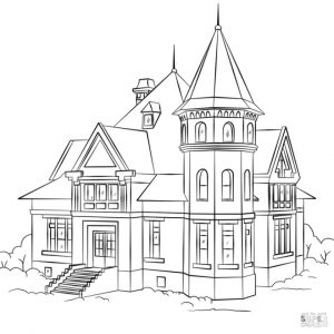House Coloring Pages Victorian Style