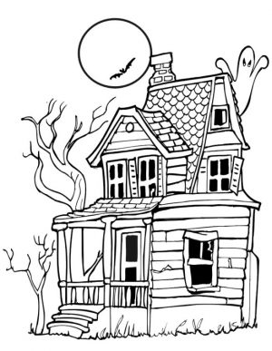 House Coloring Pages for Kids A Scary Haunted House