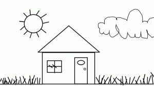 House Coloring Pages for Kids House Simple Printable for Preschoolers