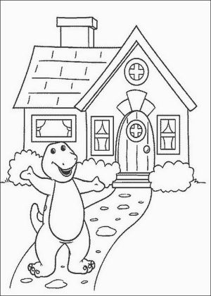 House Coloring Pages to Print Barney Inviting You to His House