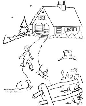 House Coloring Pages to Print House with Big Yard