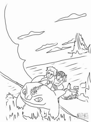 How to Train Your Dragon Coloring Pages Hiccup and Astrid Flying with a Dragon